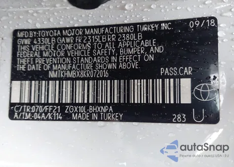 2019 Toyota C-Hr Xle z USA, uszkodzony, nr VIN NMTKHMBX8KR072016